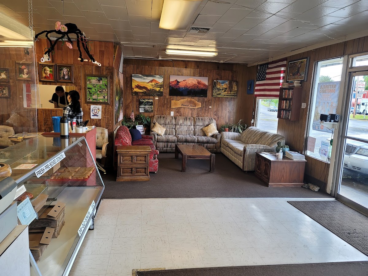 The cozy seating area inside Donut Nook